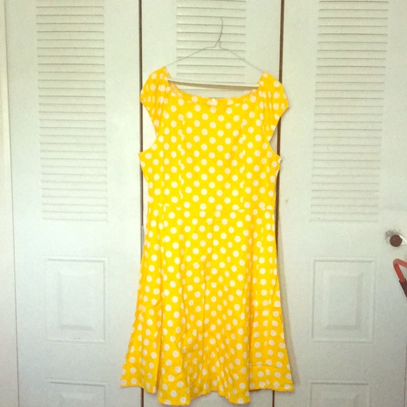 70s polka dot yellow dress